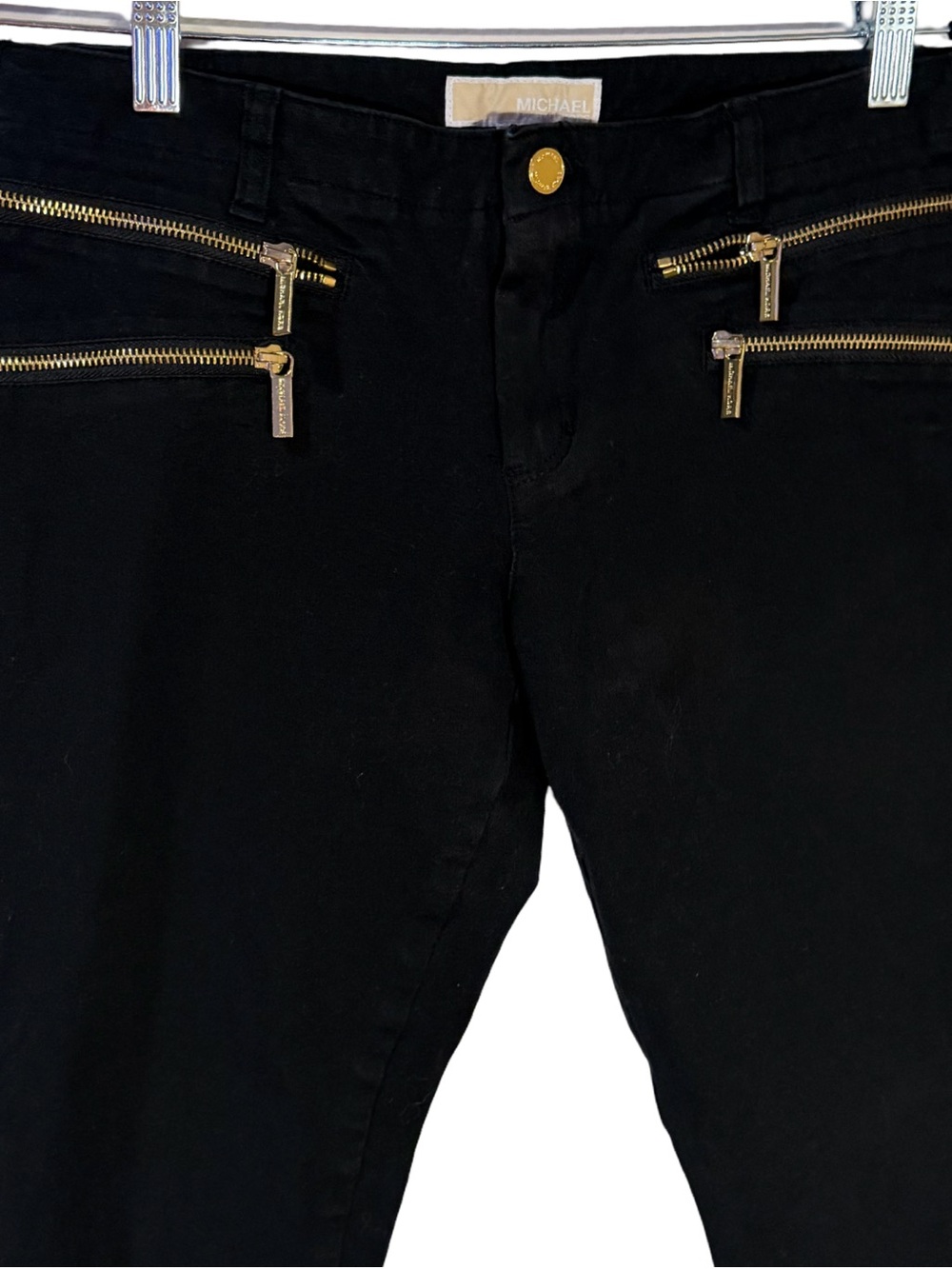 MICHAEL Michael Kors Black Skinny Pants with Gold Zippers - Picture 2 of 6